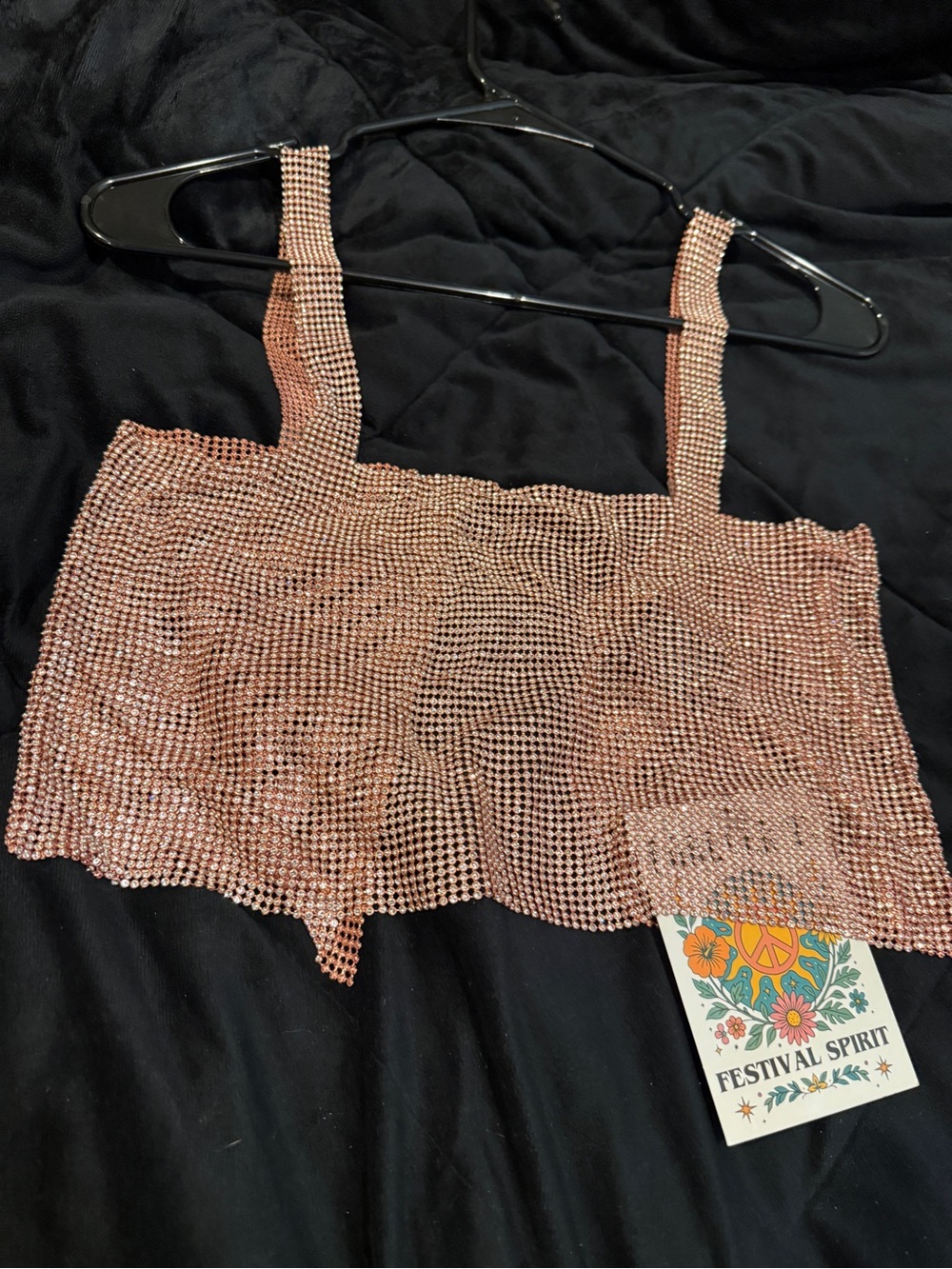 Forever 21 Rose Gold Rhinestone Crop Tank